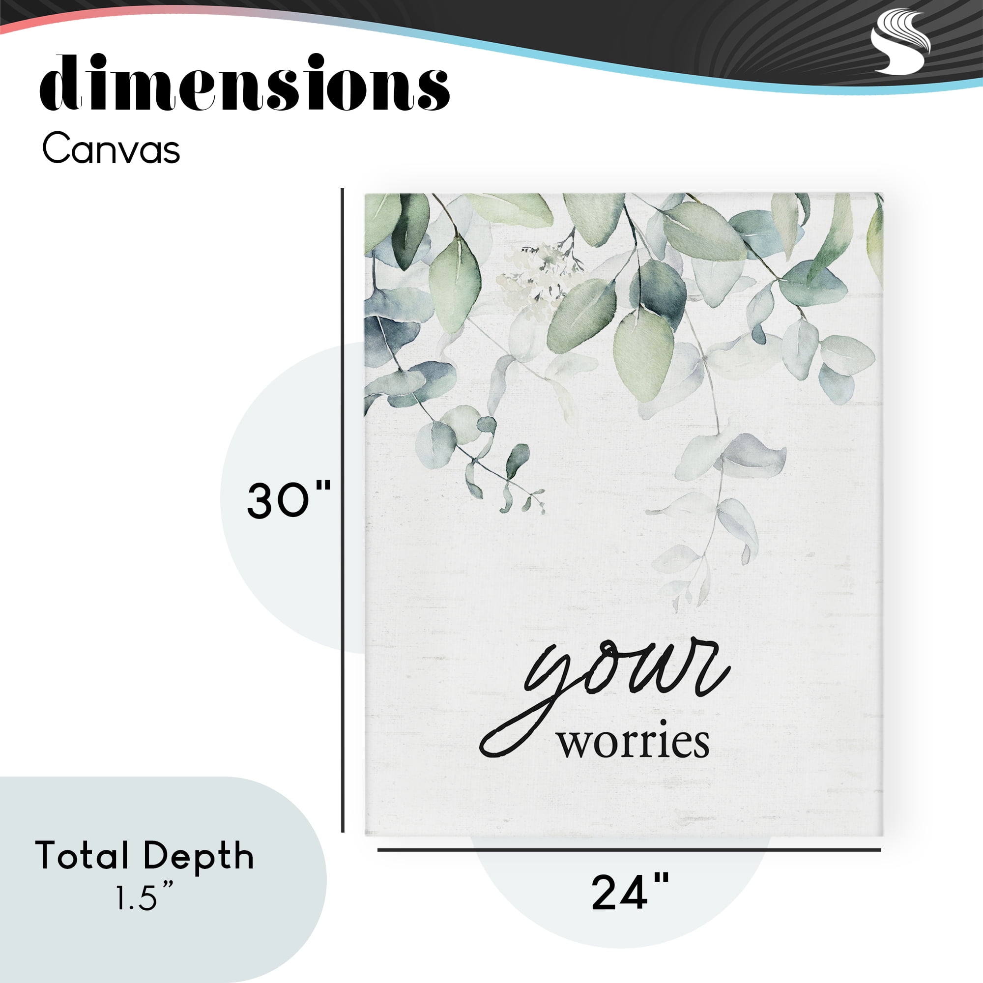 Your Worries Eucalyptus Canvas Wall Art, design by Lettered and Lined