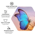 thumbnail image 4 of Lsque Morpho butterfly and dandelion Pattern 4" Drink Coasters Set of 6, Leather Absorbent Coasters, Table Coaster Set Decorative Coffee Cup Coasters Housewarming Gift,Hexagon, 4 of 7