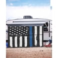 thumbnail image 5 of 4th of July RV Awning Sun Shade Screen 9'X15.3' American USA Flag Mesh Sunscreen Black White And Blue Line Awning Shade Screen with Zipper UV Blocker Completed Kits for RV Motorhome Camper Trailer, 5 of 7