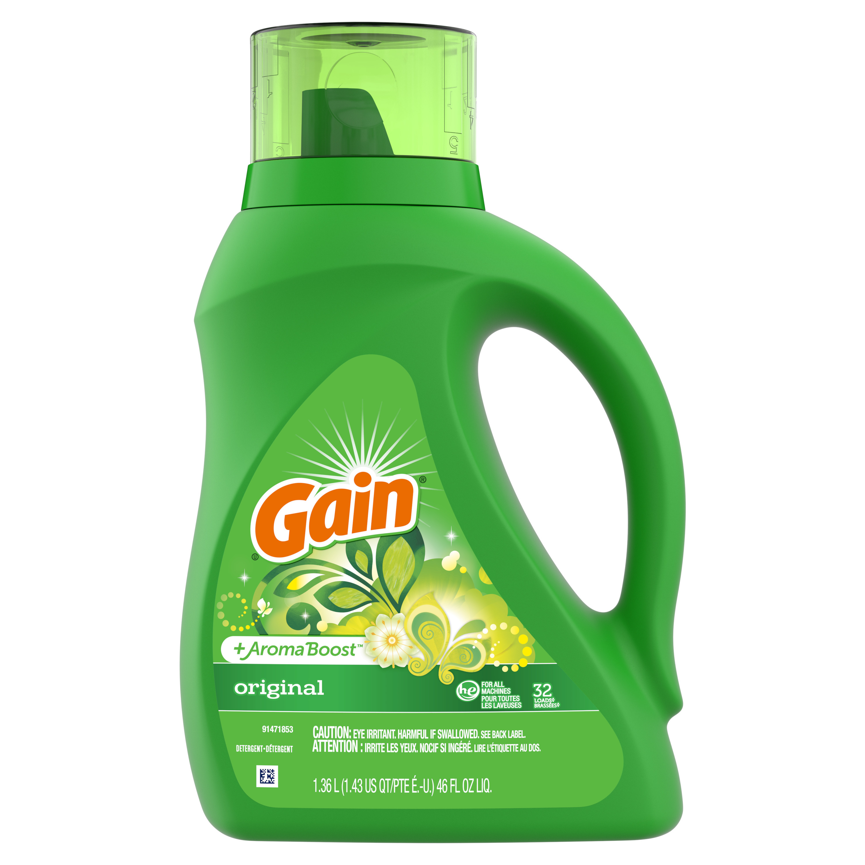 Gain + Aroma Boost Liquid Laundry Detergent, Original Scent, 32 Loads, 46 fl oz, HE Compatible - image 8 of 8