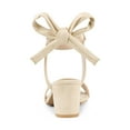 thumbnail image 2 of BLISSFUL STEP Women's Open Toe Ankle Tie Back Block Heels Sandals Beige (Size 6.5), 2 of 7