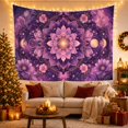 thumbnail image 3 of Purple Lotus Among Golden Moons and Stars, Mystical Boho for Celestial Fans, Botanical Home Decor, Housewarming Gift, Tapestry Wall Hanging for Bedroom, Living Room and Dorm, 3 of 7