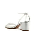thumbnail image 2 of Schutz Elyda Mid Silver Bow Tie Vamp Ankle Strap Open Toe Block Heel Sandals (Silver, 5.5), 2 of 7
