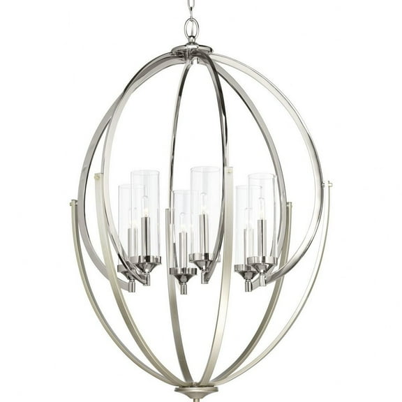 P400026-104-Progress Lighting-Evoke - Chandeliers Light - 6 Light - Cylinder Shade in Luxe and Transitional style - 28.5 Inches wide by 39.5 Inches