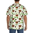 thumbnail image 3 of Lsque Cute Bear print Men's Cuban Collar Short Sleeve Shirt Summer Beachwear Casual Button Down Fashionable Vacation Leisure Shirt-Small, 3 of 7