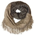 thumbnail image 1 of Peach Couture Warm Bohemian Crochet Hand Knitted Fringe Infinity Loop Scarf Wrap Taupe Square, 1 of 1