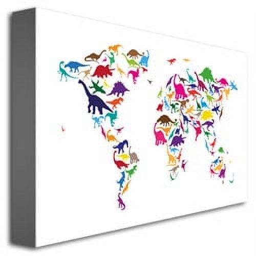 Michael Tompsett 'Dinosaur World Map' Canvas Art