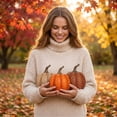 thumbnail image 3 of Halloween Resin Faux Pumpkin Decor – 20cm Tall Simulated Woven Pattern Pumpkin Ornament – Halloween Party Decorations for Yard Garden Holiday Layout, 3 of 8