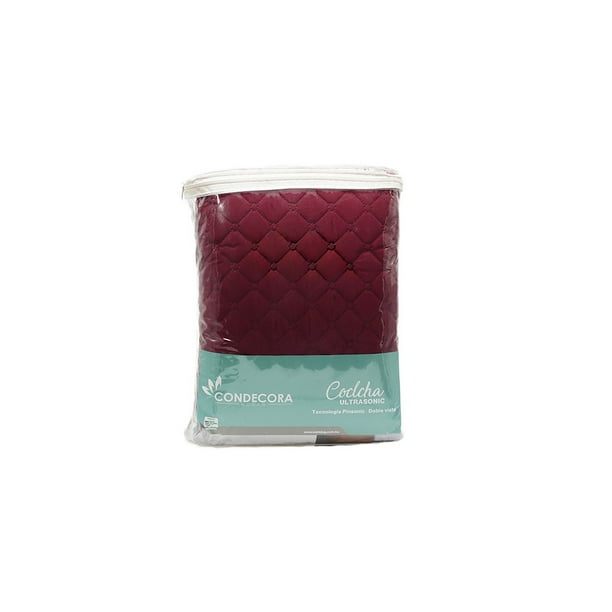 Colcha Duplex Condecora Ultrasonido Edredon Ligero Matrimonial y Fundas para Almohada Color Tinto-Shedron