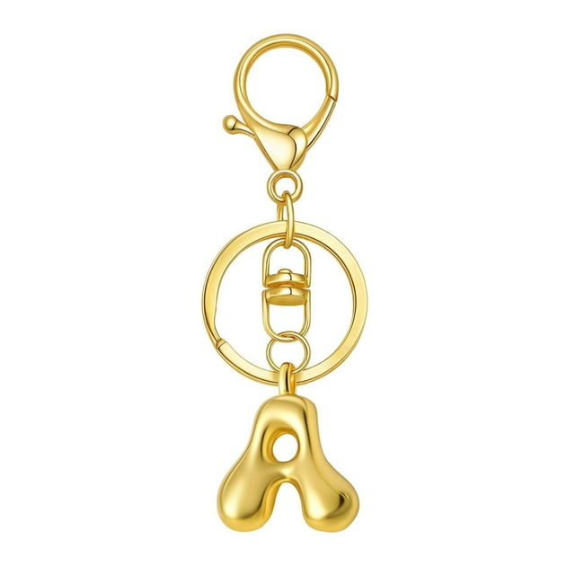 Hearth & Gear Custom Letter Keychain Key Ring For Initial Charm With Sturdy Metal Loop And Easy To Find Design For And Luggage
