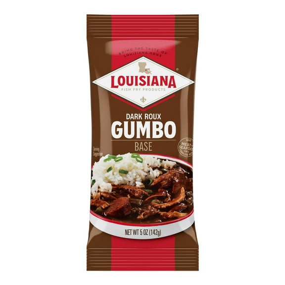 Louisiana Fish Fry Dark Roux Gumbo Base Mix, 5oz Bag