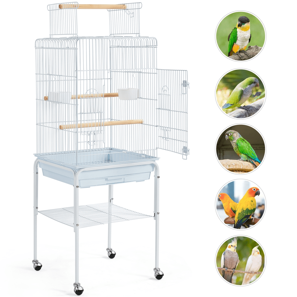 Yaheetech 53.5-inch Open Top Metal Birdcage with Detachable Stand, White