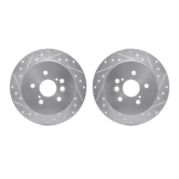 Dynamic Friction Company Rear Brake Rotors-Drilled and Slotted-Silver 7002-76147