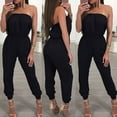 thumbnail image 5 of Women Jumpsuit Solid Color Off Shoulder Long Pants Elastic Waist Band Jumpsuit, 5 of 5