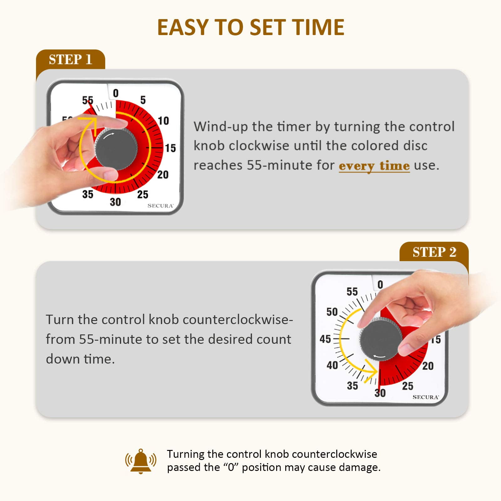 The Big Timer, 60 Minute Countdown, Magnetic, 7.50 Inch Diameter