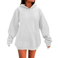 thumbnail image 2 of Guieoi Sweatshirts for Women Plus Size under $10.00 Women's Solid Color Hooded Long-sleeved Loose Tops Sweatshirts Hooded Sweatshirts White Black*Friday/Cyber*Monday, 2 of 6