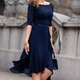 thumbnail image 4 of Guzom Fall Wedding Guest Dresses for Women- Midi Dresses V-Neck Lace Short Sleeve 2023 Formal Dresses Navy, 4 of 6