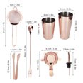 thumbnail image 3 of Kit de Barman, 11 Pcs/ensemble Outils de Shaker Multifonction en Acier Inoxydable, Tasse à Cocktail, Pince à Glace, Passoire, Passoire, Verseur de Vin, Cuillère de Mélange [Or Rose], 3 of 9