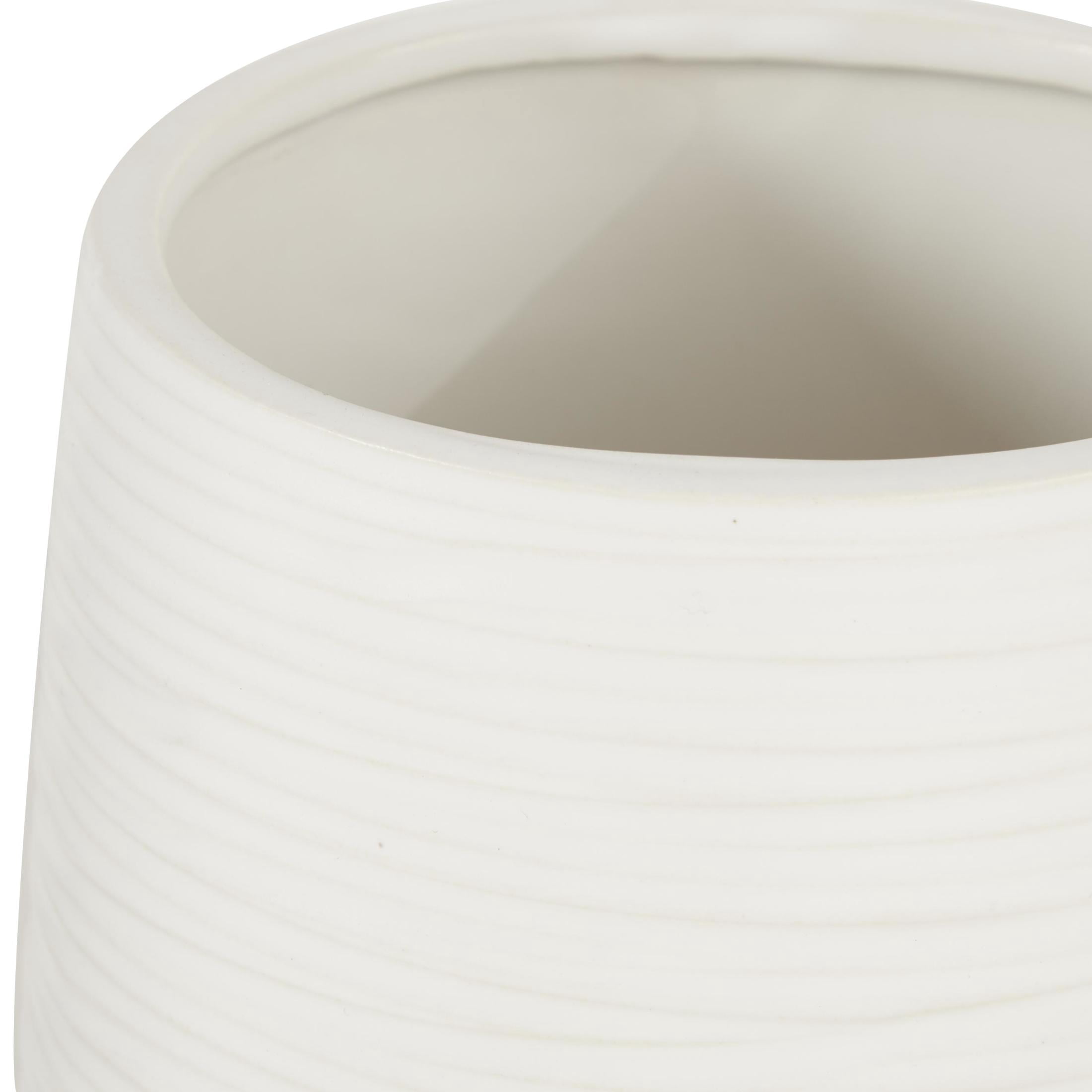 CosmoLiving by Cosmopolitan 9" Ribbed White Porcelain Ceramic Vase