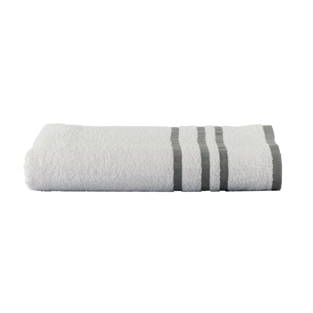 Mainstays Basic Bath Collection Single Bath Towel, White Stripe