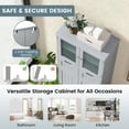 thumbnail image 7 of Giantex Freestanding Bathroom Storage Cabinet, Tall Linen Floor Cabinet w/Adjustable Shelves, Grey, 7 of 7