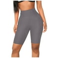 thumbnail image 2 of OKBOP Womens Shorts Athletic- Gray Slim-Leg Biker Shorts Active Fit Activewear Workout Bottoms, 2 of 9