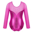 thumbnail image 2 of YONGHS Kids Girls Ballet Dance Shiny Metallic Gymnastics Leotard Figure Skating Dancewear Rose 10, 2 of 7