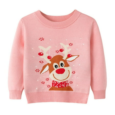 

BULLPIANO Christmas Toddler Boys Girls Sweaters Kids Crewneck Knitted Sweatshirts Pullover Tops 2-7Y