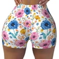 thumbnail image 2 of Rateoe Rose Flowers Printed Power Workout Shorts for Women Tummy Control Squat Proof Ribbed Thick Seamless Scrunch Active Short-Medium, 2 of 8