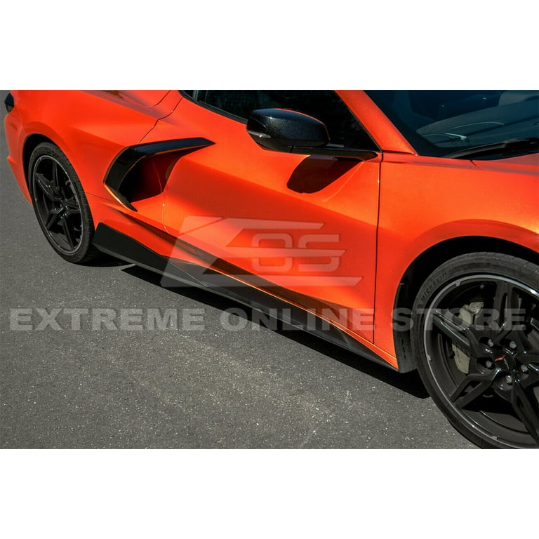 Replacement For 2020-Present Chevrolet Corvette C8 | GM Factory 5VM Style  ABS Plastic Painted Carbon Flash Metallic Side Skirts Rocker Panels