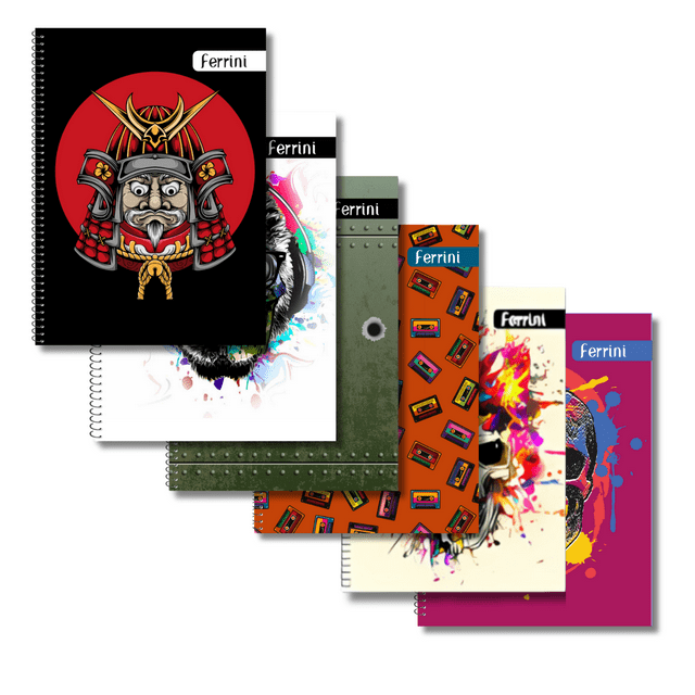 Cuaderno Profesional A4 Ferrini Espiral Metálico 100 Hojas Pack 6 Cuadro Grande Masculino