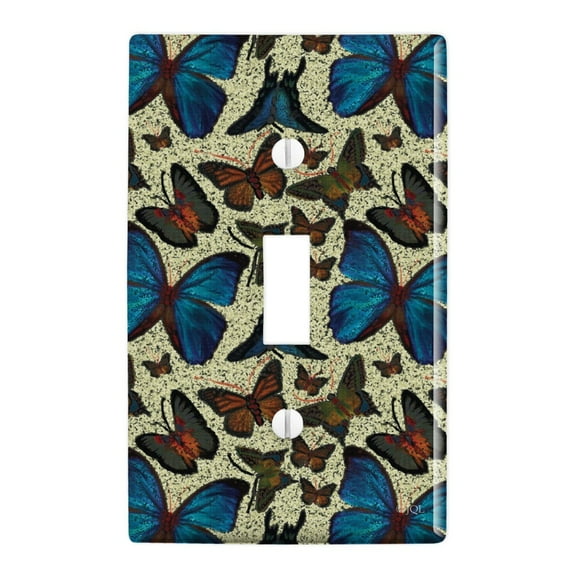 Butterflies Blue Exotic Pattern Plastic Wall Decor Toggle Light Switch Plate Cover