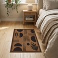 thumbnail image 3 of ODIKA 2'x3' Washable Throw Rug Non-Slip, Low Profile, Flatwoven, Easy Care Brown Earthy Geometric and Botanical Design Elegant Shapes with Natural Leaf Motifs for Hallway, Study Room, 3 of 7
