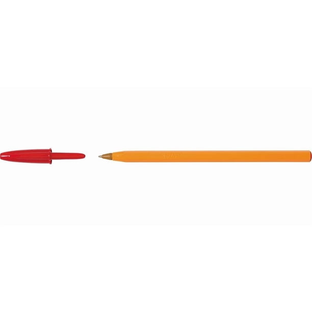 Bolígrafos BIC, color naranja, bolígrafo fino, tinta roja, caja de 20