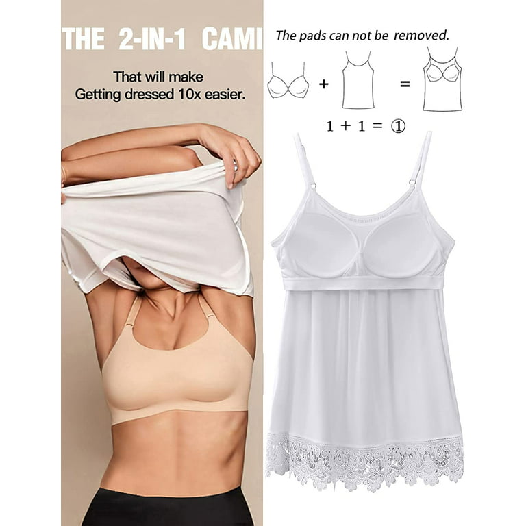 Ladies Shirred Flowly Relaxed Lounge Built-in Cups Shelf Bra Tank Top Cami  Shirt
