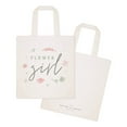 thumbnail image 2 of Floral Flower Girl Wedding Cotton Canvas Tote Bag, 2 of 4