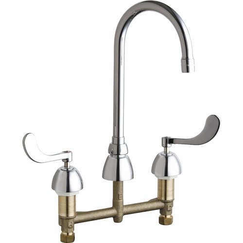 Chicago Faucets 786E3ABCP Deck Mount 8Inch Widespread Kitchen Faucet