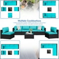 thumbnail image 3 of Walsunny 7 Pieces Patio Conversation Set, All-Weather Black Rattan Wicker Patio Furniture Sets with 6 Chairs and 1 Coffee Table, Washable Couch Cushions,Blue, 3 of 6