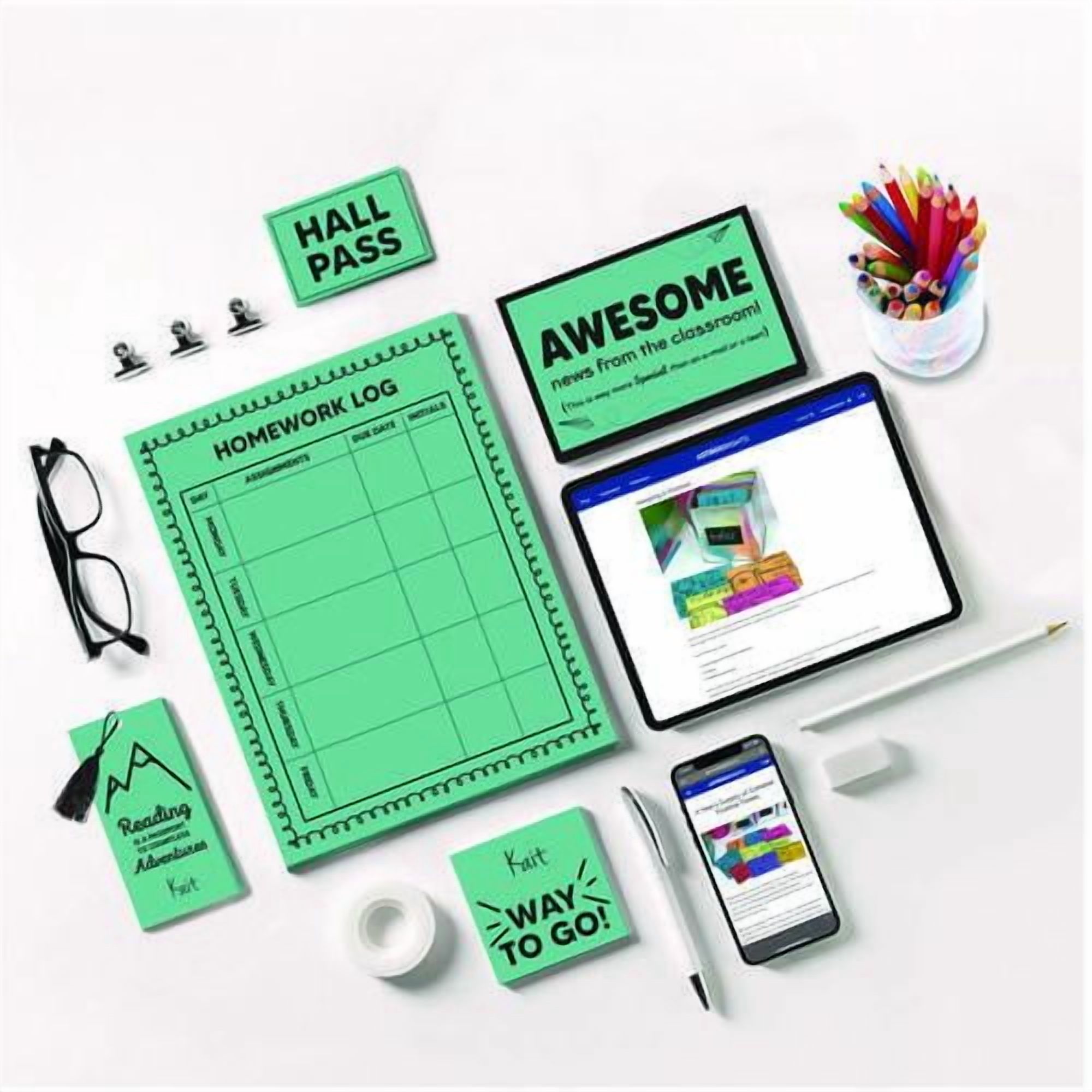 Color Cardstock -"Punchy Pastels" Assortment, 65 lb Cover Weight, 8.5 x 11, Breezy Blue, 100/Pack | Bundle of 5