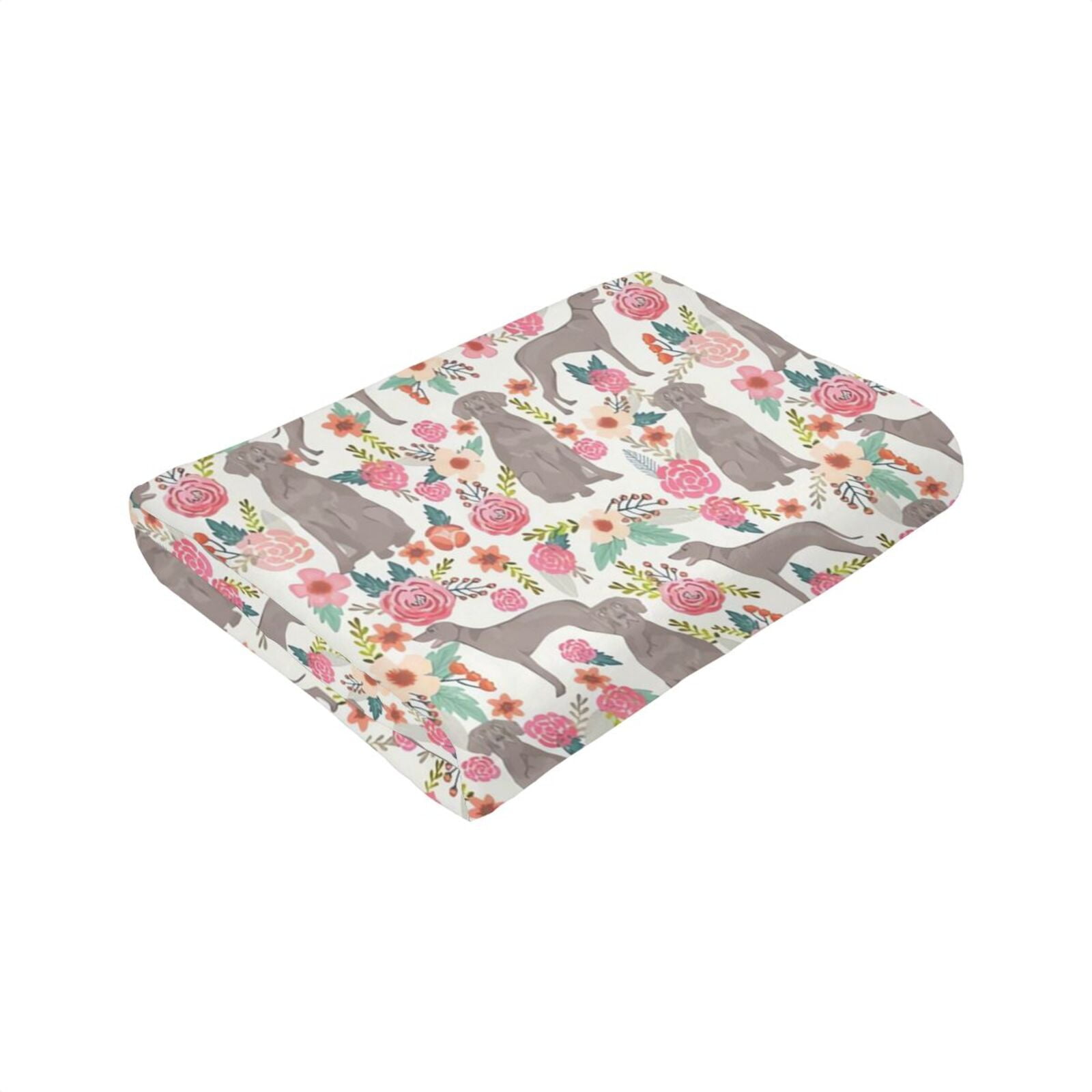 Wijzvio Weimaraner Dogs Flower Floral Throw Blanket Soft Fuzzy Fleece Blanket For Couch Bed Living Room Decoration 80"X60"