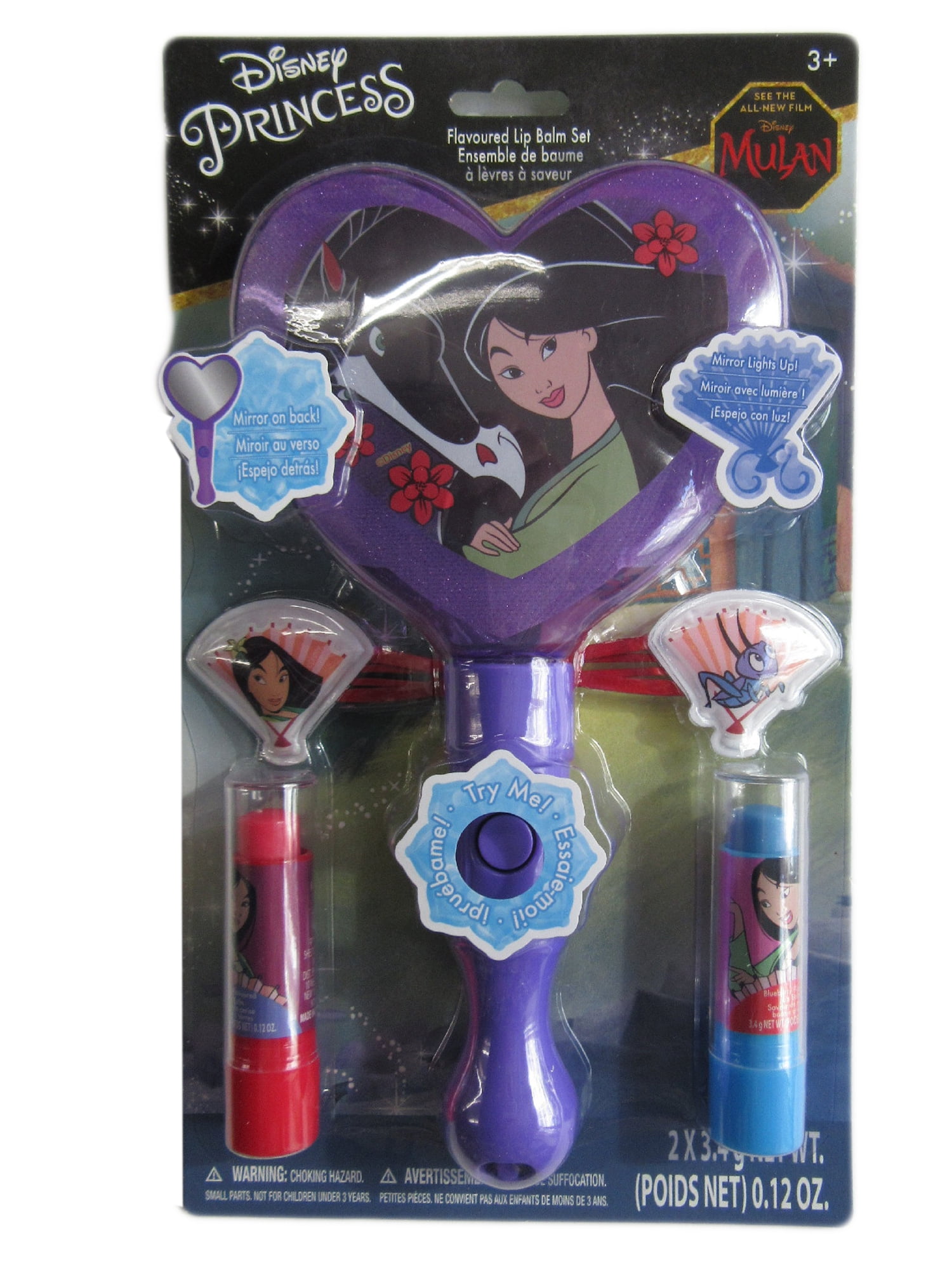 Disney Mulan 2 Pc Flavoured Lip Balm Light Up Mirror Set Little Girls Walmart Com Walmart Com