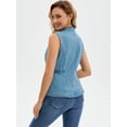 thumbnail image 4 of DARING DIVA Women's Denim Vest Elastic Waist Waistcoat Jean Jacket S Light Blue, 4 of 7