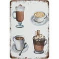 thumbnail image 1 of Divertido letrero de hojalata vintage con diseño de café, impresión artística de acuarela para bar, cafetería, restaurante, tamaño adecuado: 8 x 12 pulgadas, 1 of 4