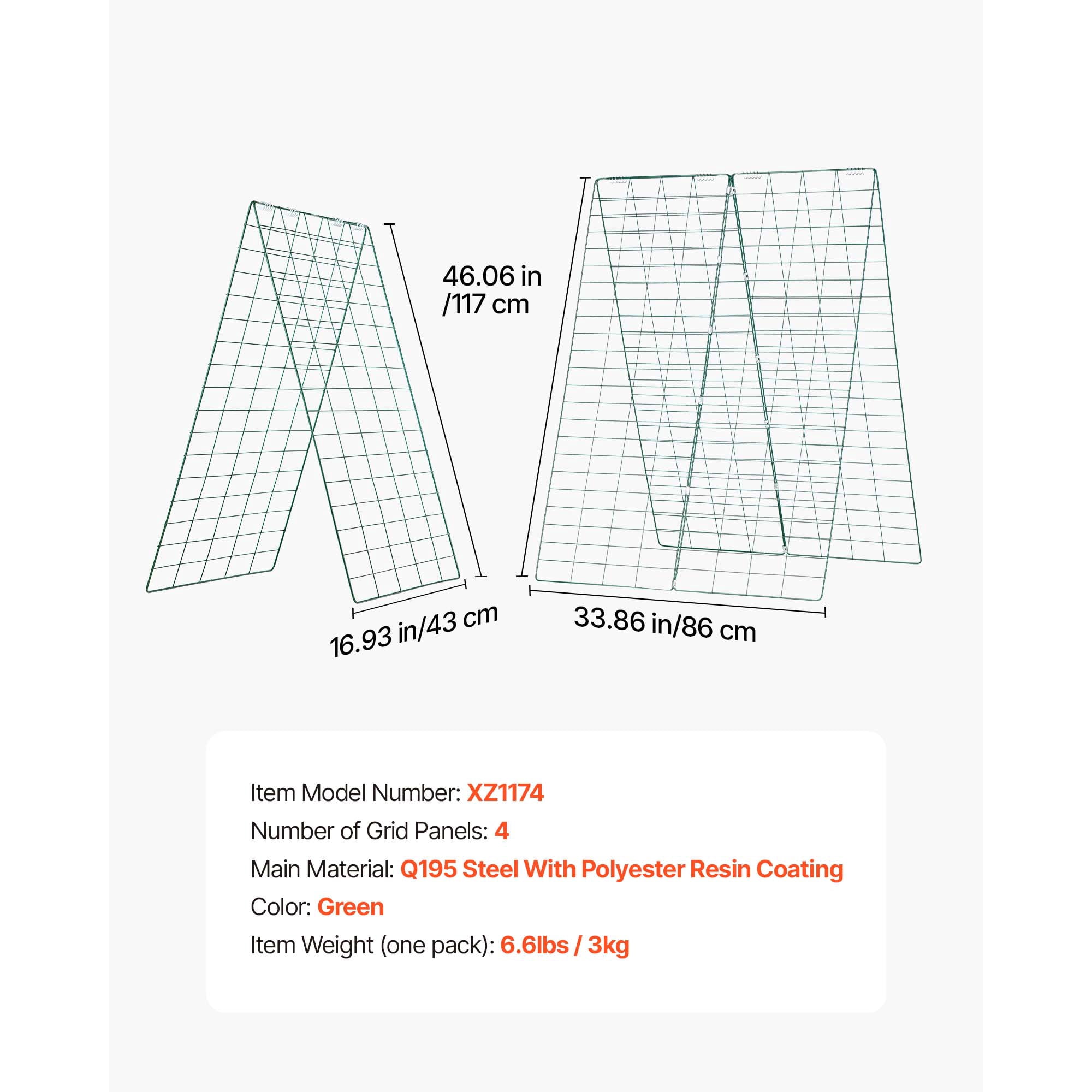 KFFKFF Cucumber Trellis 4 Pack, A-Frame Garden Supports for Raised Beds, Durable Metal Coated Plant Frames for Vines, Climbing Vegetables, Peas, Beans, Zucchini, Tomatoes (46.06 x 16.93 in x 4PCS)
