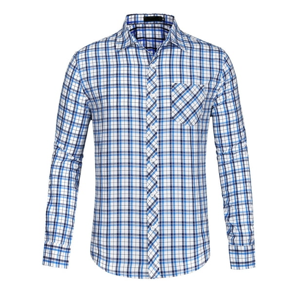 Lars Amadeus Men's Long Sleeve Button Down Casual Western Check