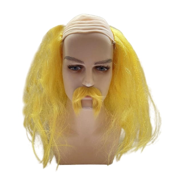 Accesorio de vestuario de peluca caldera y barba para el juego de rol de fiesta de Halloween Amarillo