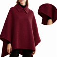thumbnail image 3 of Women'S Poncho Sweater Wrap Topper Knitted Elegant Shawls Cape Evening Dresses for Fall Winter Wine Red L, 3 of 5