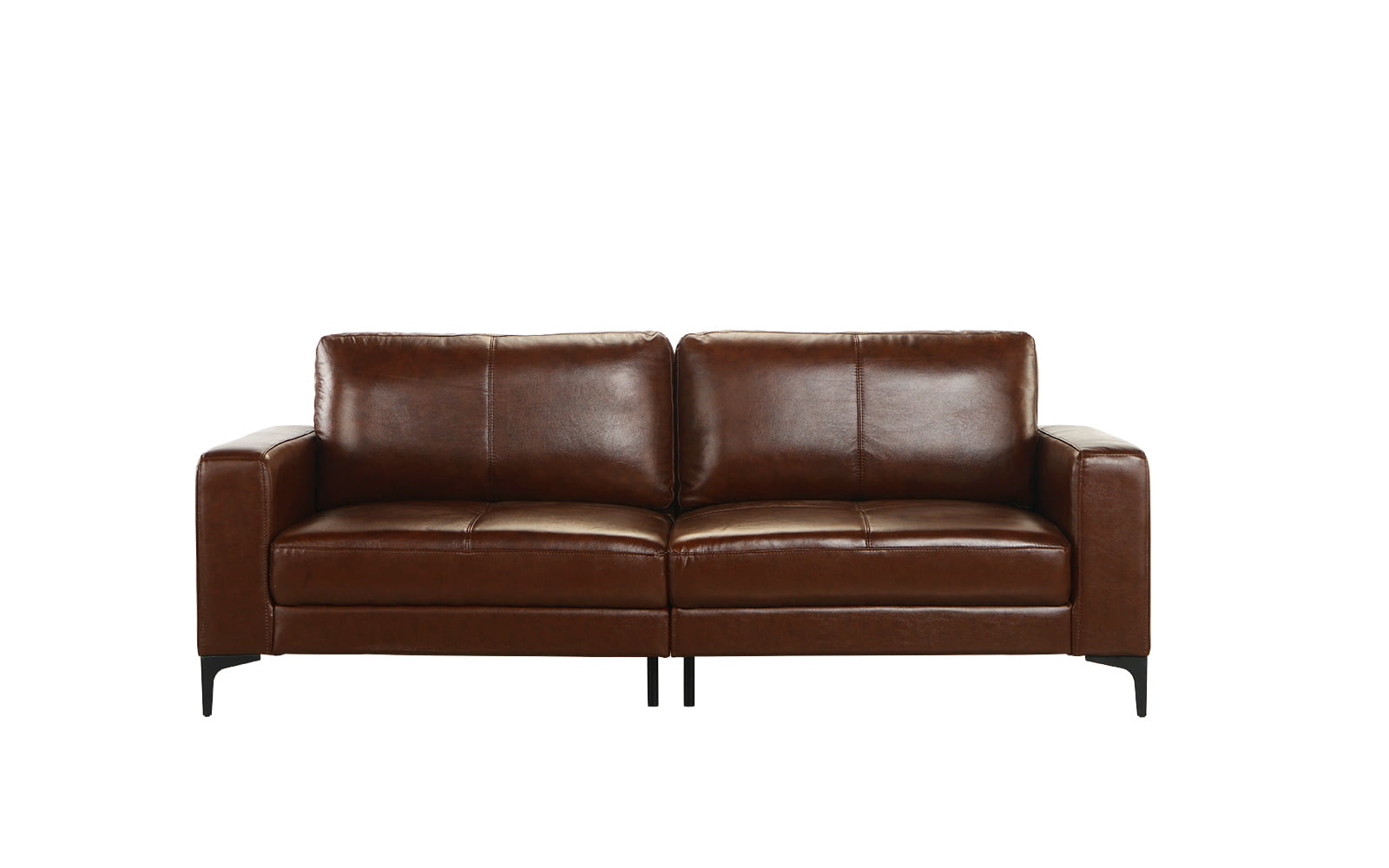 mid century modern with black leather sofa