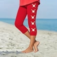 thumbnail image 2 of AUNVITO Girls Baseball Print Yoga Pants Casual Sporty Capri 7/8 Length Athletic Lounge Wear, 2 of 4