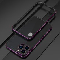 Dteck Case for iPhone 13 Pro Max 6.7-inch,Shockproof Metal Aluminum Bumper Frame Slim Case with Camera Lens Protector Cover for iPhone 13 Pro Max,Black Purple